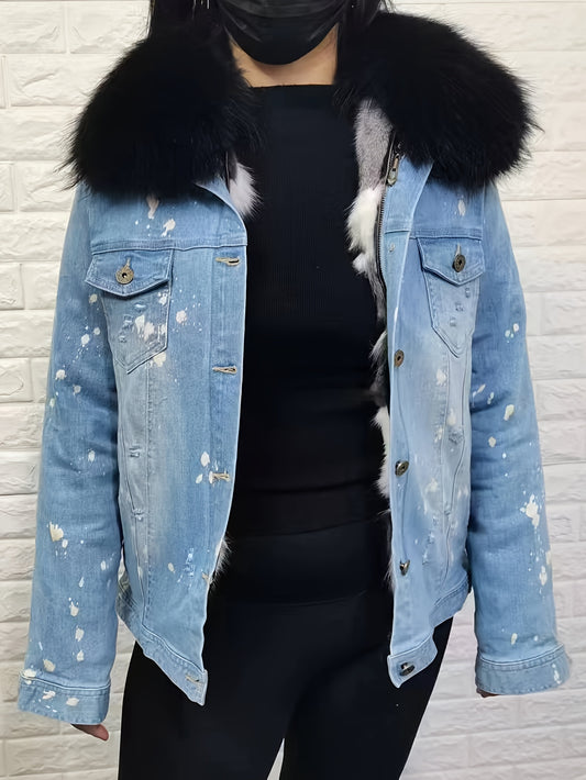 Button Up Denim Coat for Women